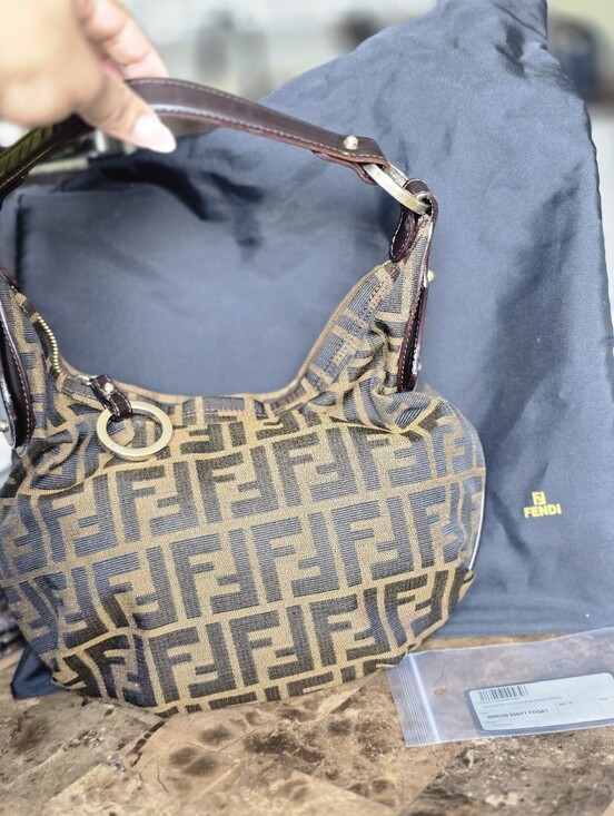 Fendi Handbags - Fendi Brown and Dark Brown FF Zucca Shoulder Bag